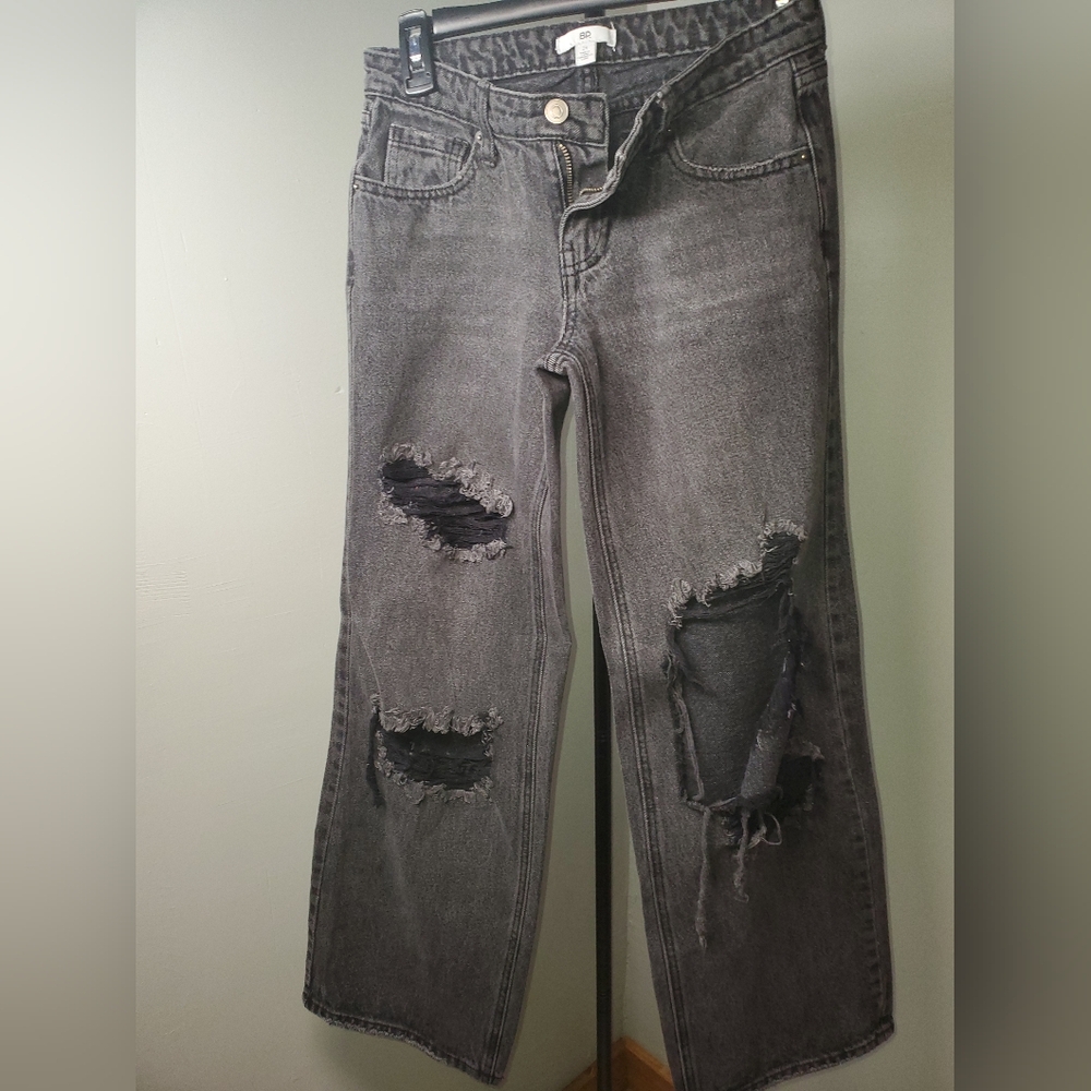 BP Distressed Black Straight Leg Jeans